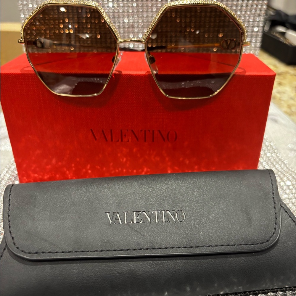 Valentino VA 2044 col 3002/13 gold size 59 Hexagonal Gold Sunglasses